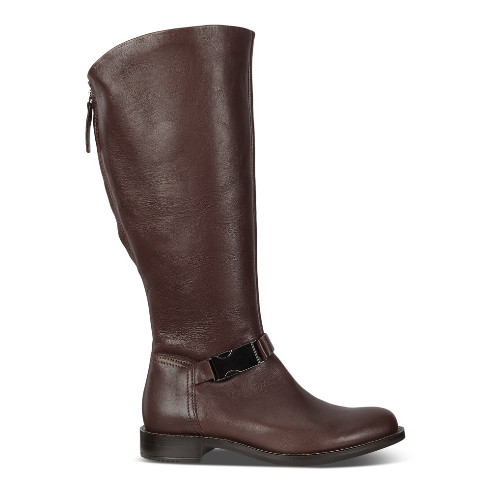 Womens Boots - ECCO Sartorelle 25 High-Cut Buckled - Brown - 1290ZNGIL